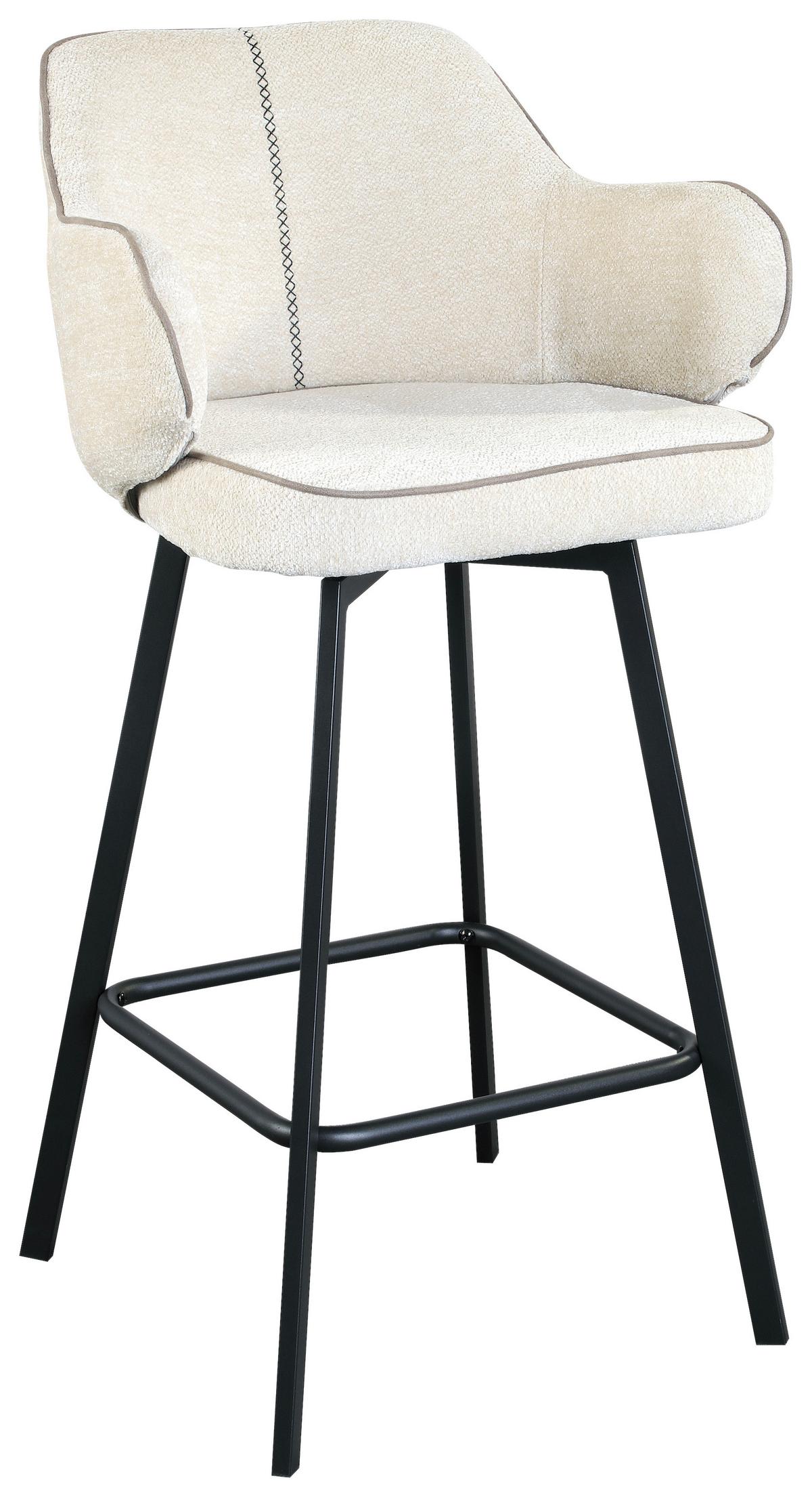 STOŁEK BAROWY ERVIK - beżowy/czarny, Modern, metal/tkanina (54/101/55cm) - MID.YOU