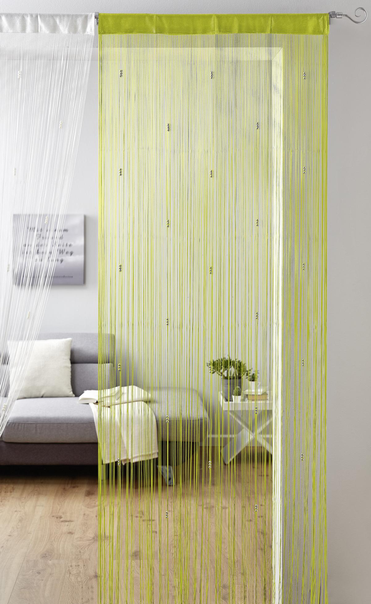 Zsinórfüggöny Perle 90/245cm - antracit/fehér, Romantik / Landhaus, textil (90/245cm) - Modern Living