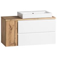 Waschtischkombi Varese ca. 105x65,5x47 cm Eiche/Weiß - Eiche Wotan/Weiß, MODERN, Keramik/Holzwerkstoff (105cm) - Held