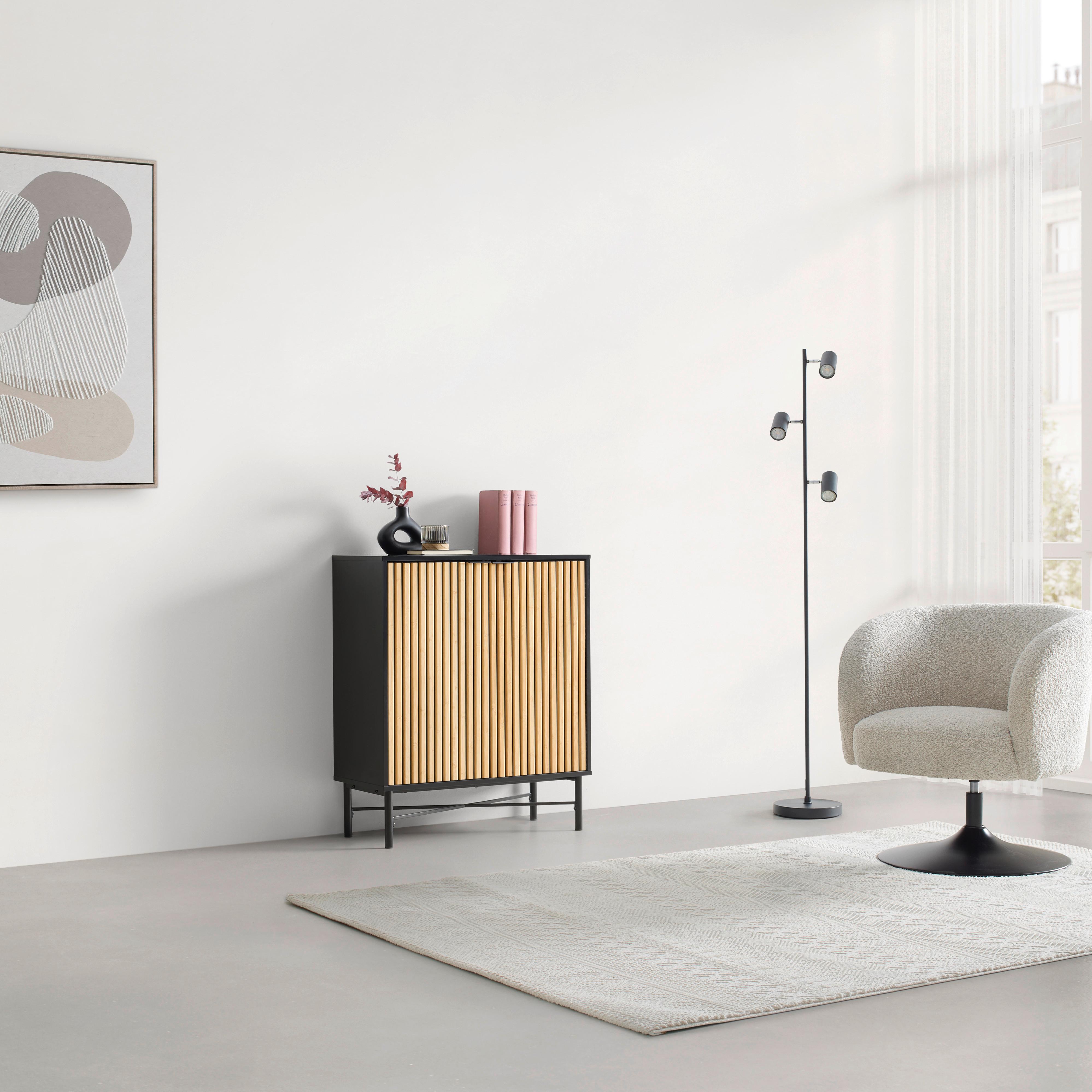 BYRÅ MADRID -EXKLUSIV- - svart/naturfärgad, Modern, metall/trämaterial (76/90/35cm) - Mömax