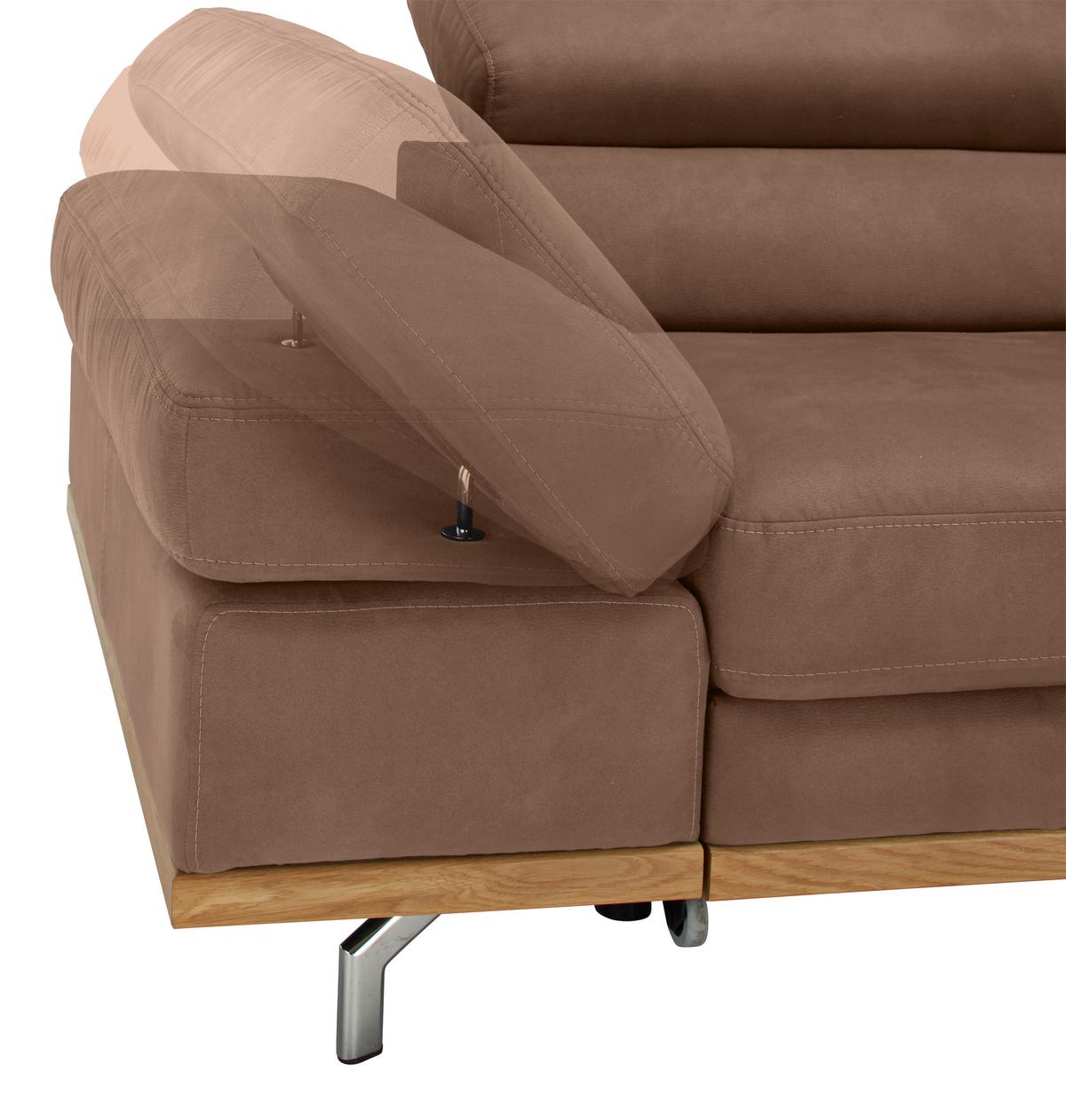 Wohnlandschaft Carmen in Braun mit Bettfunktion - Chromfarben/Braun, KONVENTIONELL, Holz/Textil (292/93/226cm) - Based