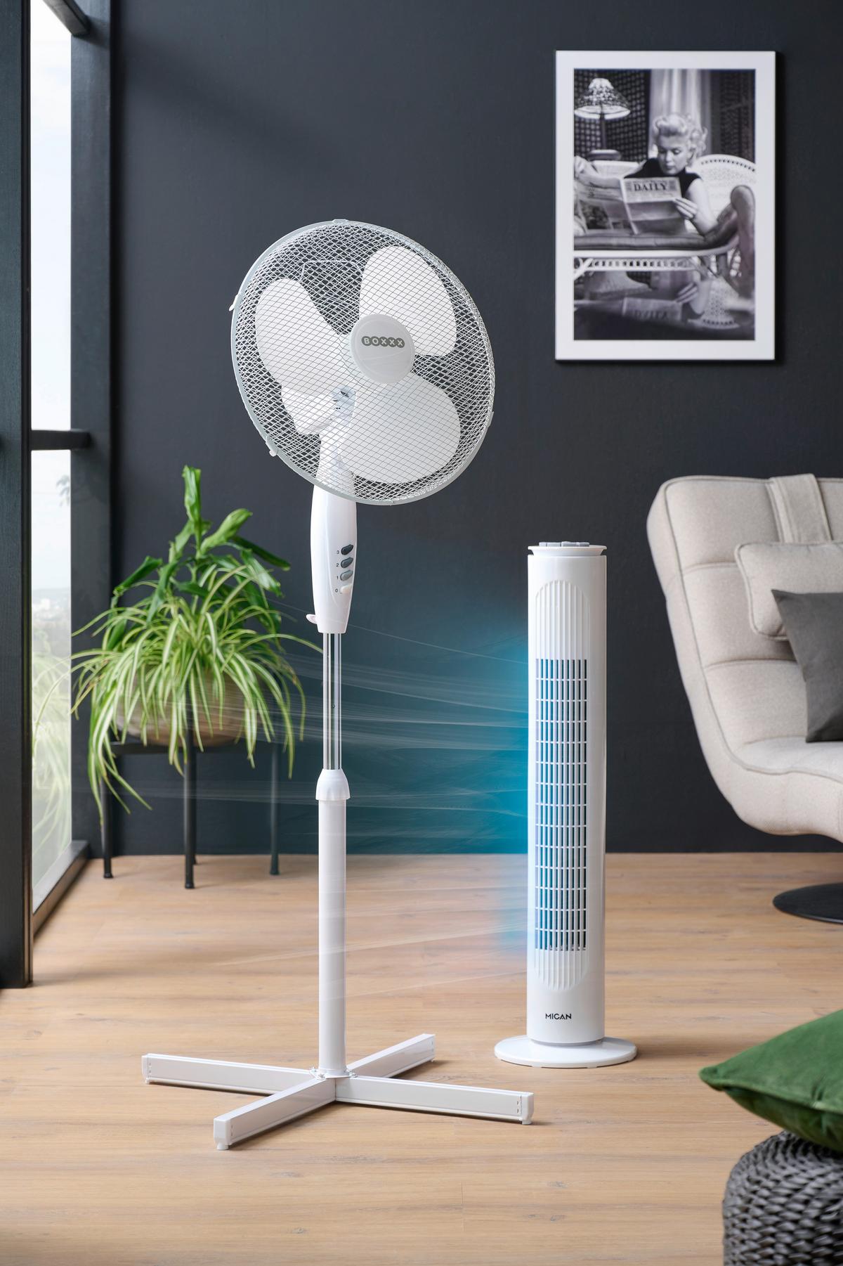 WENTYLATOR STOJĄCY BASIC *SBB* - biały, Basics, tworzywo sztuczne/metal (43cm) - Boxxx