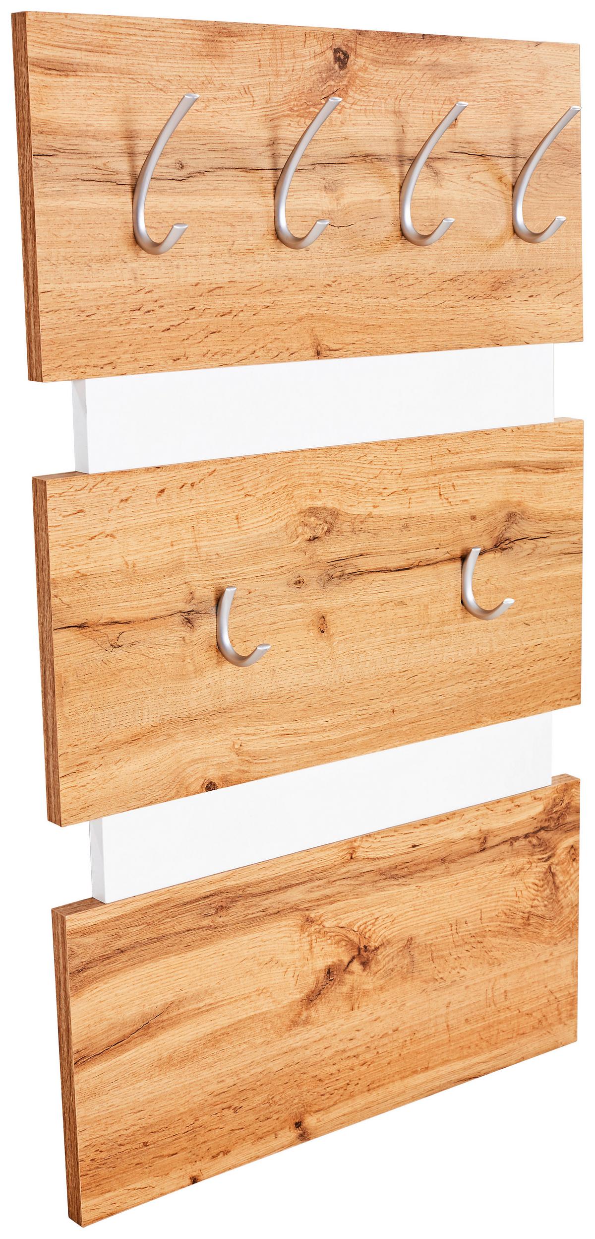 Panou cuier Moya - alb/culoare lemn stejar, Modern, plastic/material pe bază de lemn (70/99/2cm) - Modern Living