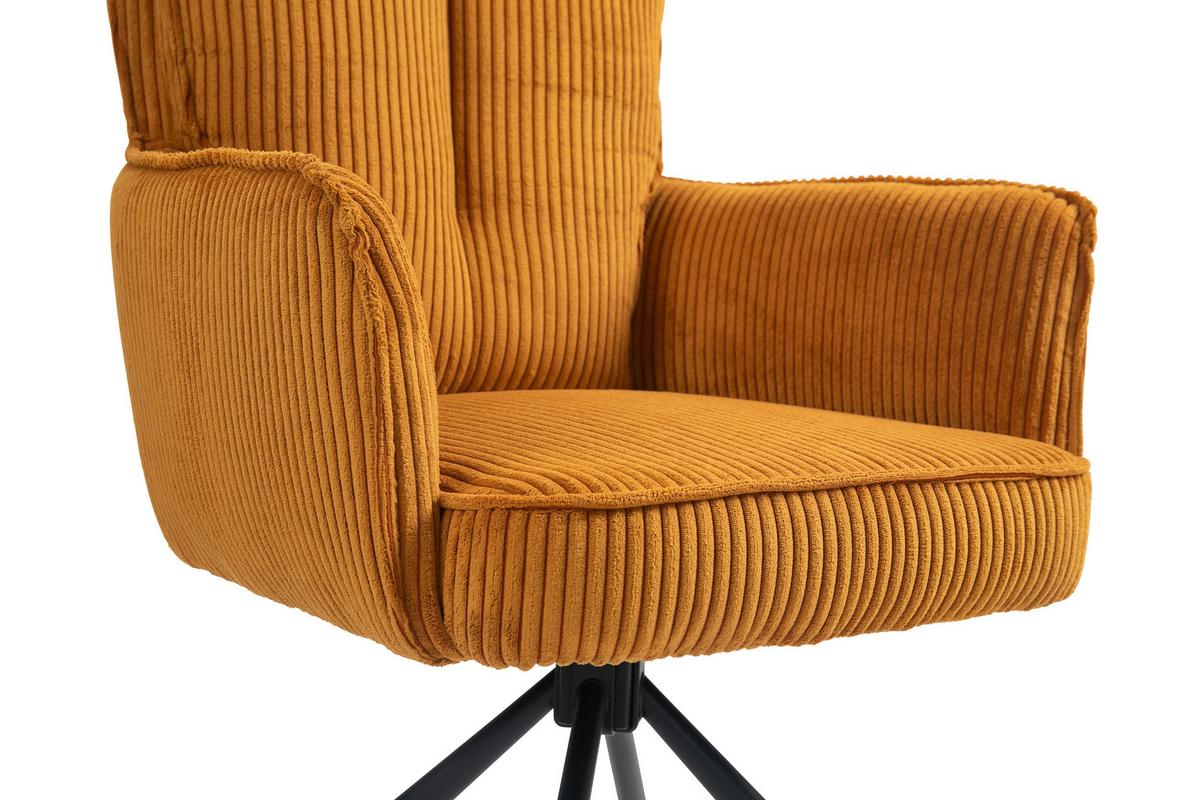 KRZESŁO Z PODŁOKIETNIKAMI ASHER - czarny/curry, Design, metal/tkanina (62/95/67cm) - Novel