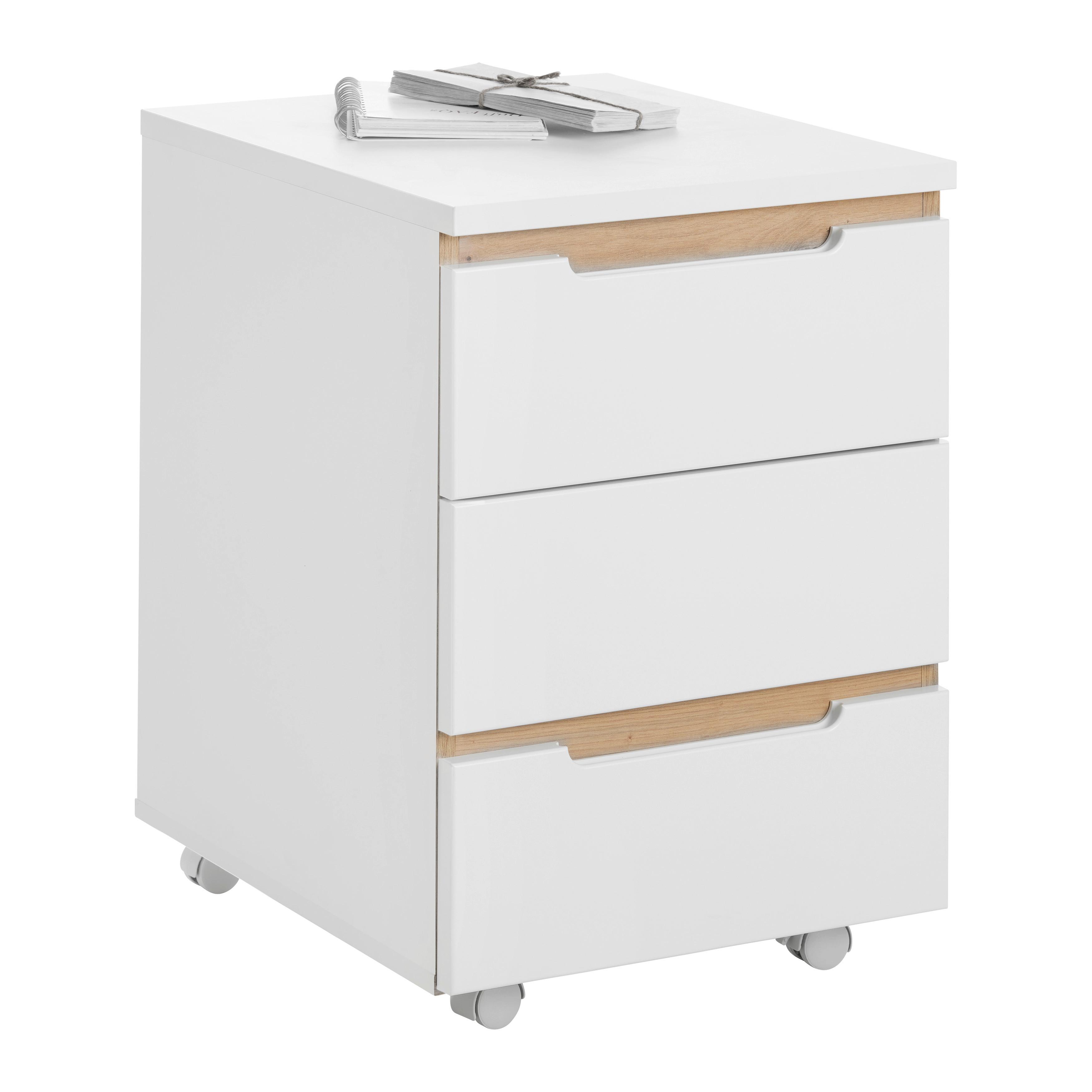 Dallas Rollcontainer Weiß/Eiche 45x66x55 » kaufen