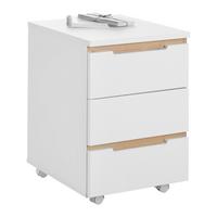 Rollcontainer Dallas Weiß/Eiche Artisan - Silberfarben/Weiß, MODERN, Holzwerkstoff (45/66/55cm) - Mömax