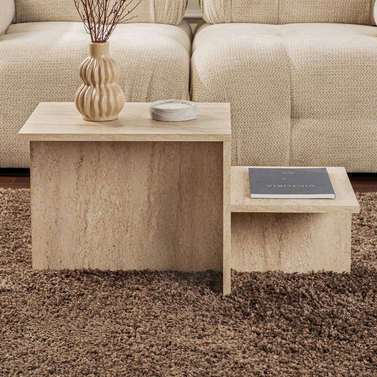 STOLIK KAWOWY HARMONY - kremowy, Design, materiał drewnopochodny (80/40/40-23cm) - MID.YOU