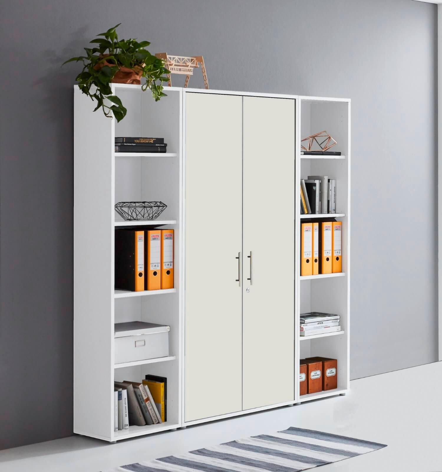 Aktenschrank Office Edition Sw Set 3 hoch Weiß - Weiß, MODERN, Holzwerkstoff (173/186/33cm) - MID.YOU