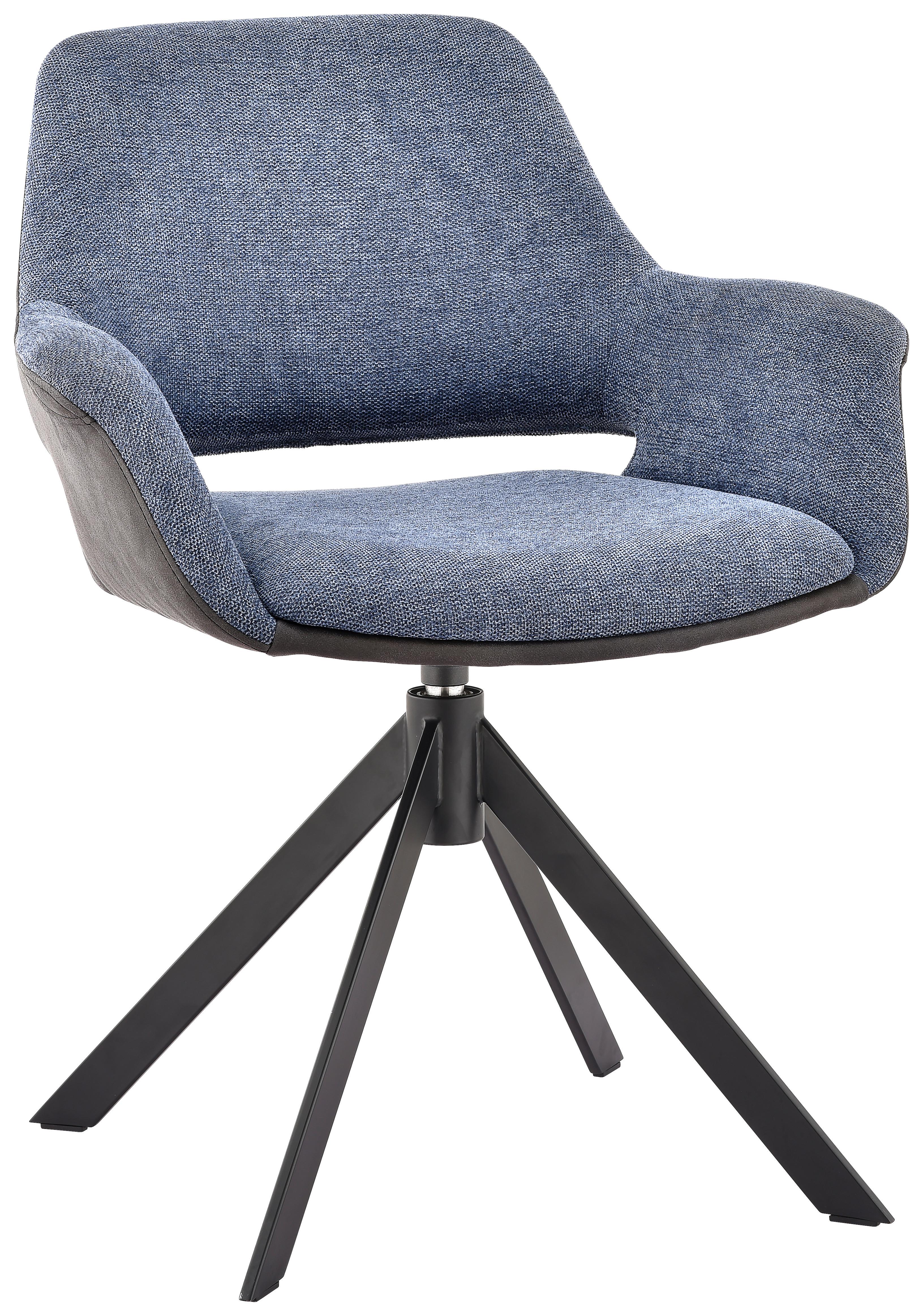 KRZESŁO Z PODŁOKIETNIKAMI VENLO - niebieski/ciemnoszary, Design, metal/tkanina (66/83,5/62,5cm) - Novel