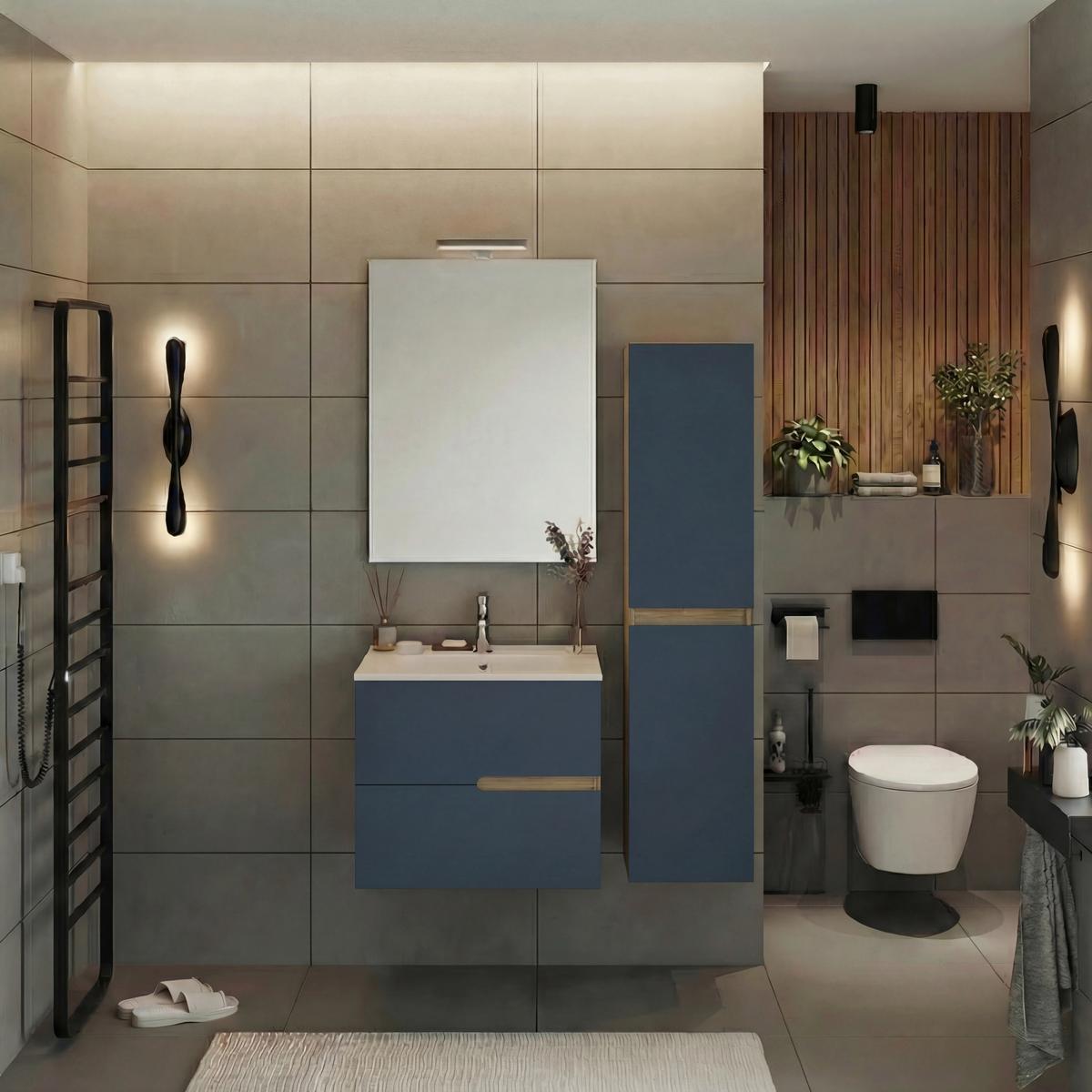 Element Ispod Umivaonika Eva - plava/divlji hrast, Moderno, drvni materijal (60/51/46cm)