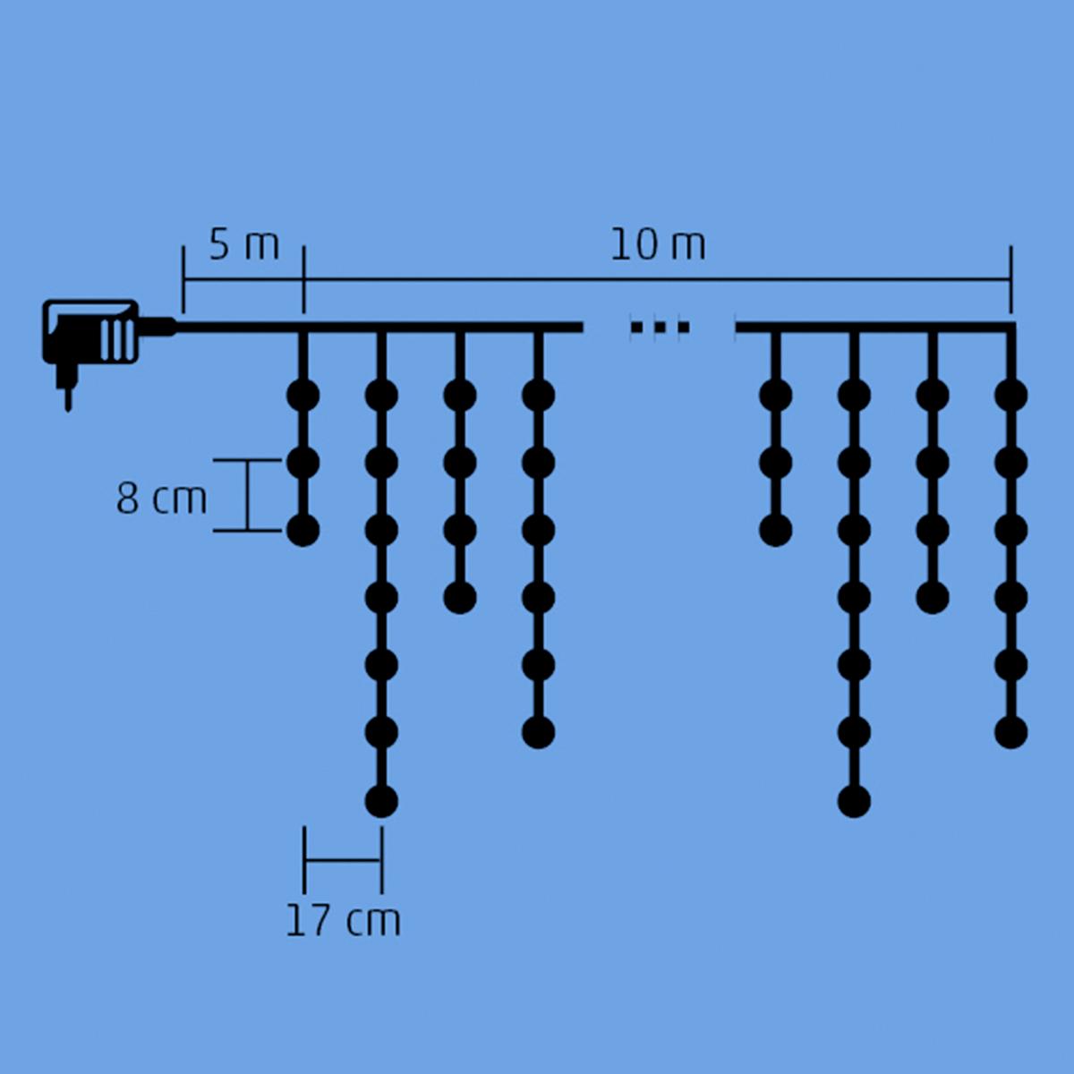 Fényfüggöny Melegfehér 10m / 300db Led - fehér, Basics, műanyag/fém (1500/60cm)