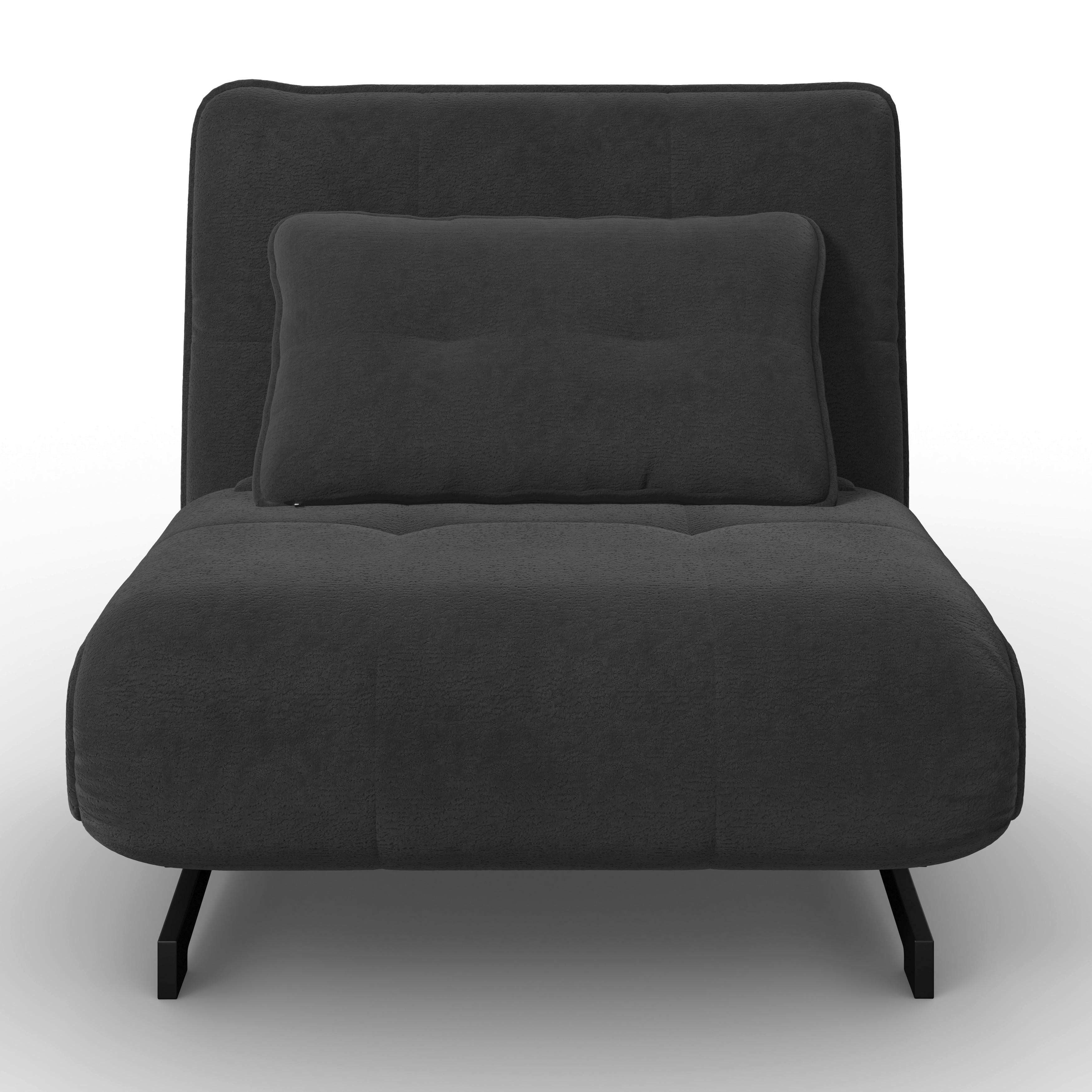 Schlafsessel Luna Bouclé Dunkelgrau - Dunkelgrau/Schwarz, MODERN, Textil/Metall (92/40/66cm) - Bessagi Home