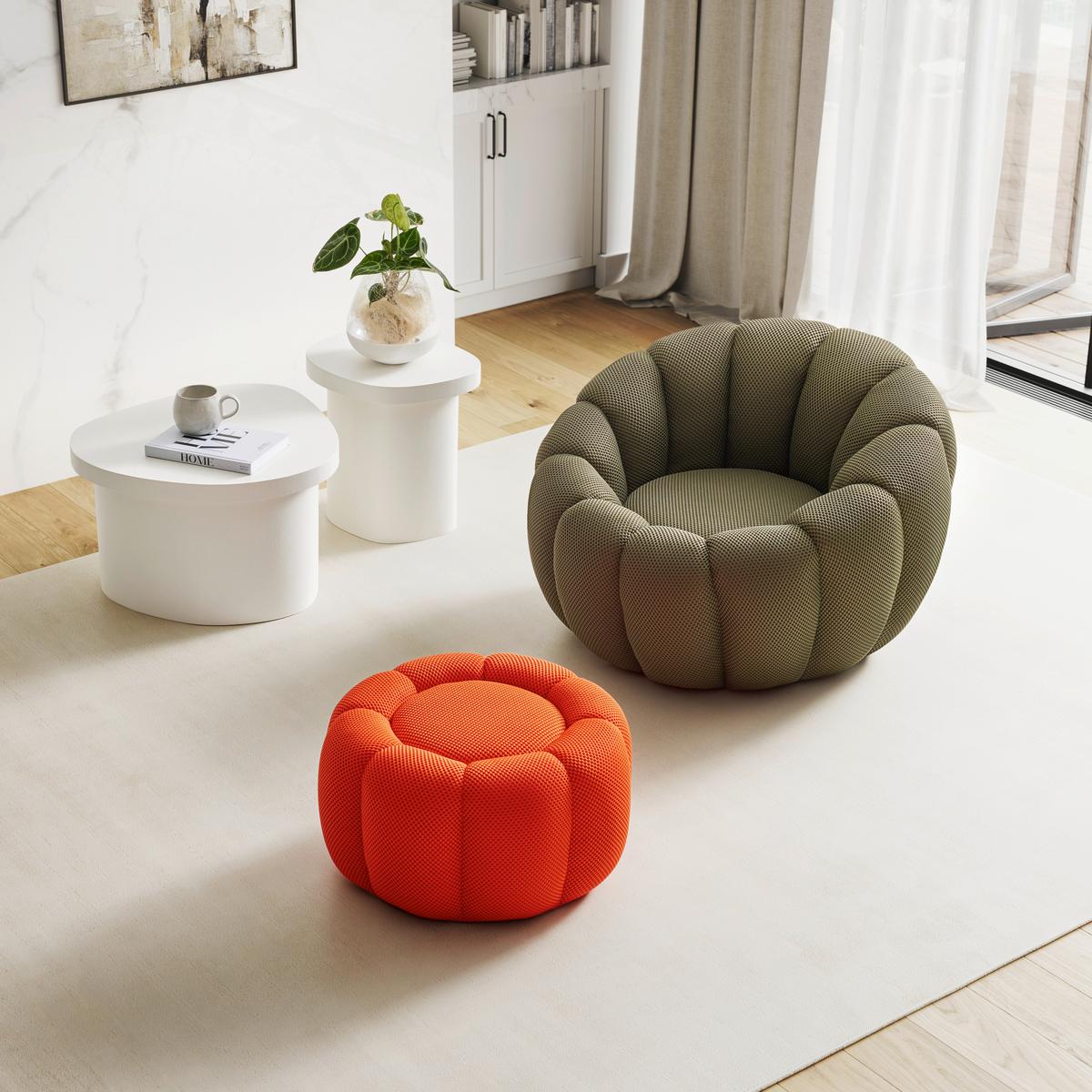 Hocker Flower in Meshstoff Orange - Orange, LIFESTYLE, Holz/Holzwerkstoff (58/58/31cm) - Mömax