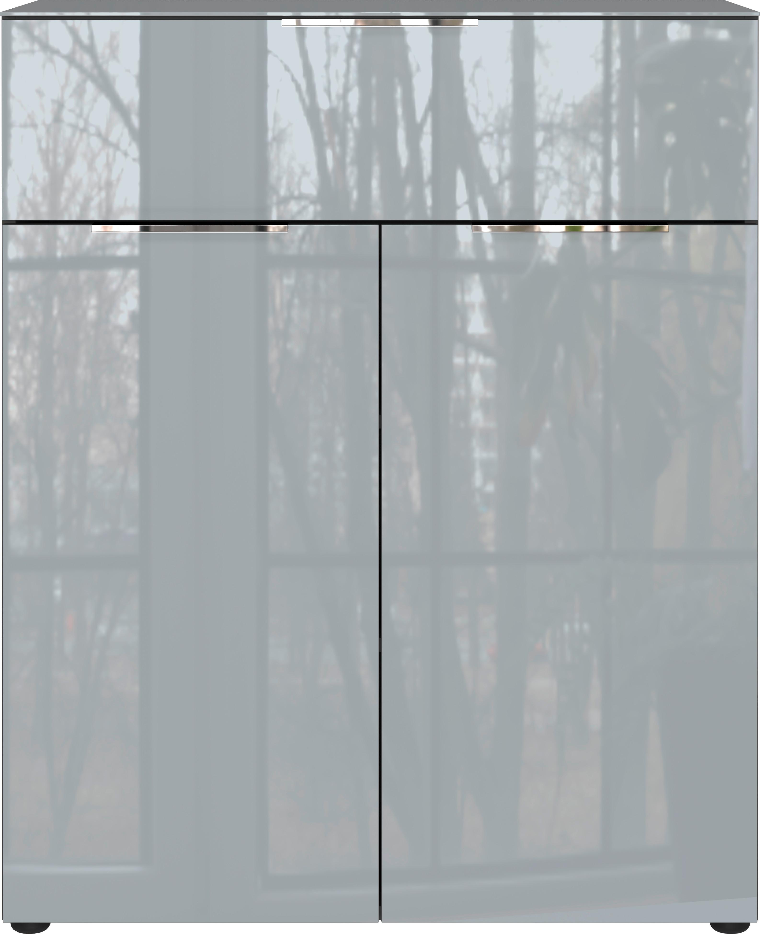 Kommode Oakland in Grau/Graphitfarben - Chromfarben/Graphitfarben, Modern, Glas/Holzwerkstoff (83/102/42cm) - Premium Living