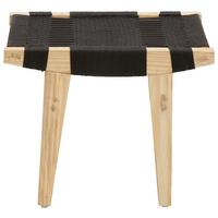 Hocker in Schwarz - Schwarz/Kieferfarben, Modern, Holz/Textil (45/45/55cm) - Premium Living
