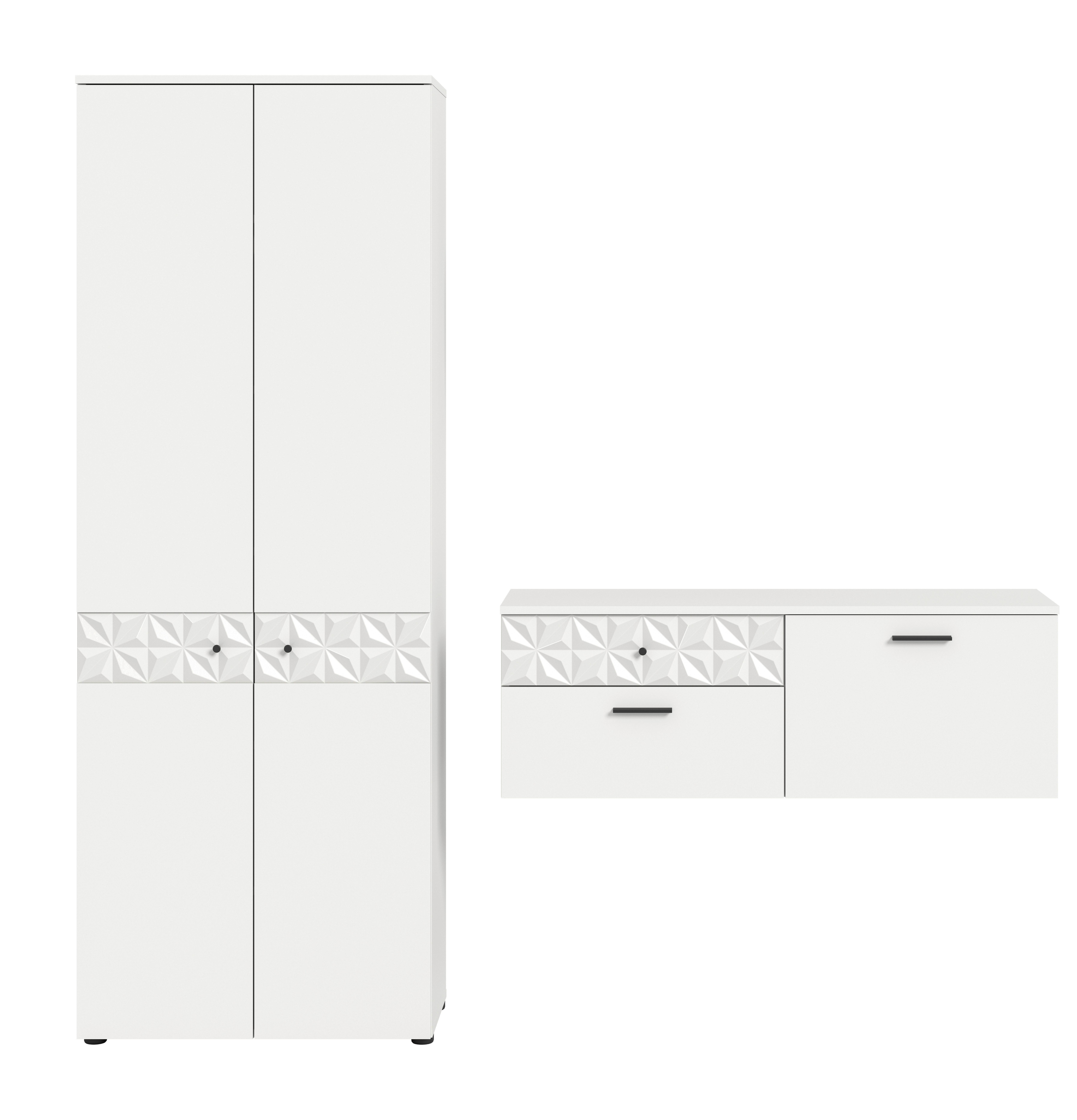 Predsoba Prisma, Bela, 2-Delna - bela, Design, leseni material (195/192/34cm) - MID.YOU