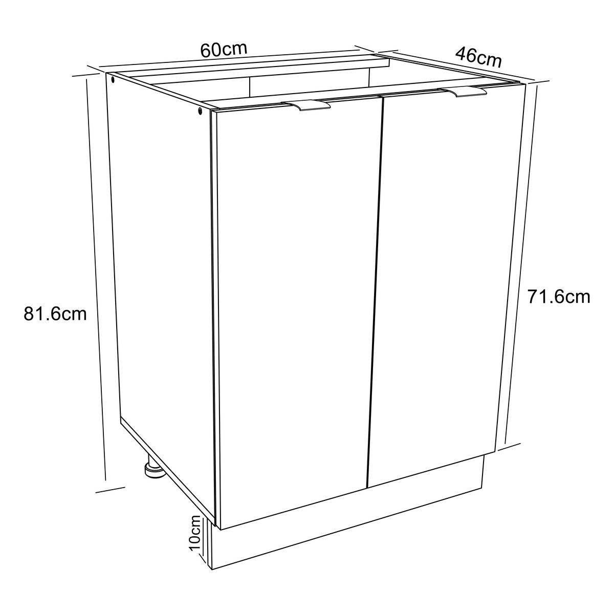 Kuhinjska Spodnja Omarica Fasola, Bela, Š 60cm - črna/bela, Trend, umetna masa/leseni material (60/82/46cm) - MID.YOU