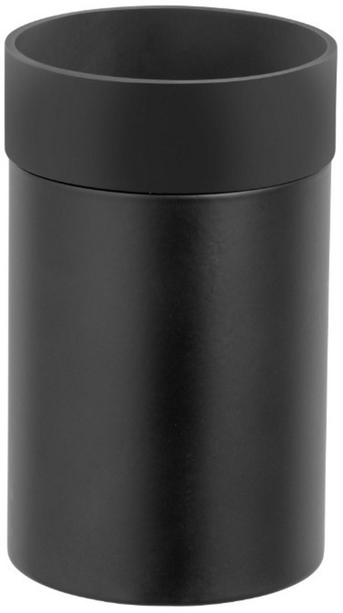 Pahar pentru periuțe de dinți Porto - negru, Konventionell, plastic/metal (6,5/11/10,5cm) - Wenko