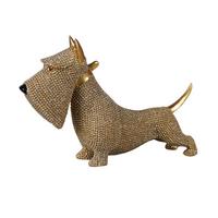 Dekor Kutya Schnauzer - aranyszínű, műanyag (19/5,8/12,3cm)