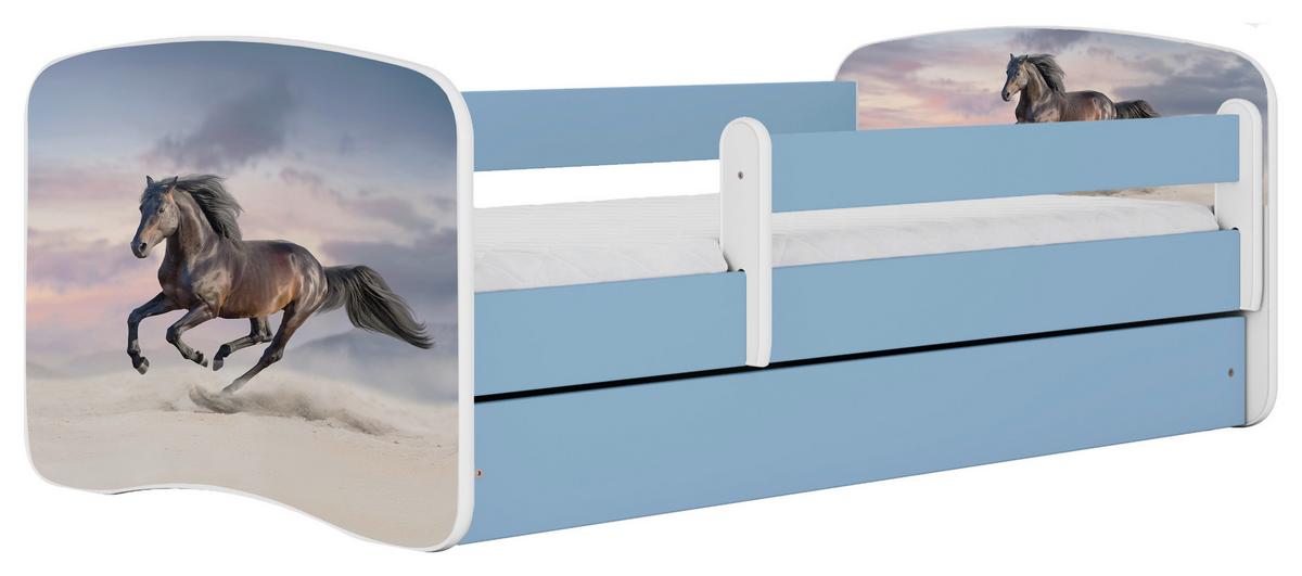 Otroška Postelja Babydreams, Bela, Modra, 80x160cm - modra/bela, Moderno, tekstil/leseni material (80/160cm) - MID.YOU