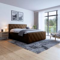 Boxspringbett Porto ca. 180x200 cm Braun - Schwarz/Braun, MODERN, Holz/Textil (180/200cm) - MID.YOU