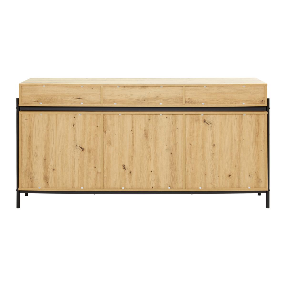Komoda Jasmina, Barva Hrasta - črna/barve hrasta, Moderno, kovina/les (175/90/41,5cm) - Bessagi Home