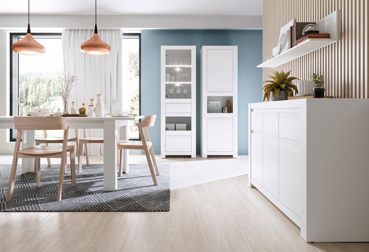 Polica Novi - bijela/crna, Moderno, drvni materijal/plastika (62/198/42,2cm) - Premium Living