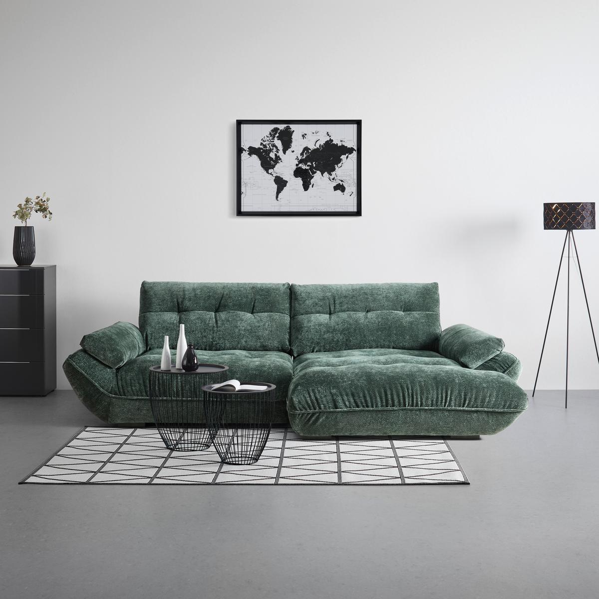 Wohnlandschaft Vivo Dunkelgrün - Dunkelgrün/Schwarz, MODERN, Kunststoff/Textil (317/63/179cm) - Premium Living