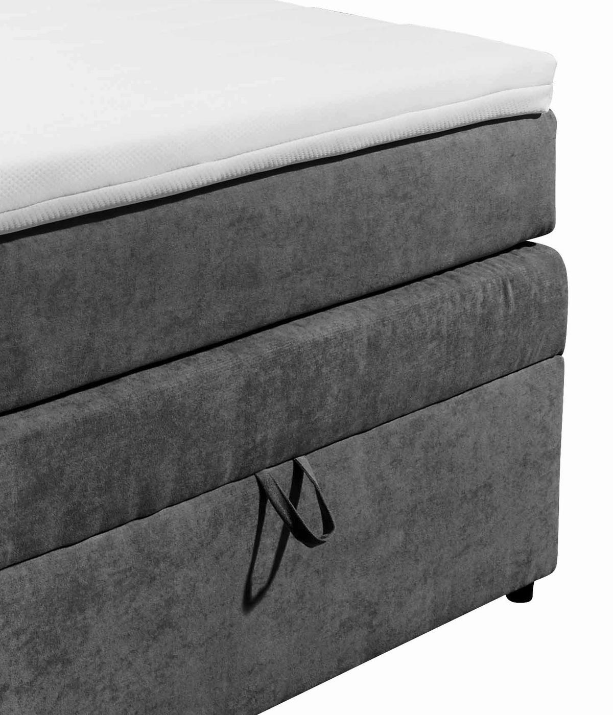 Boxspringbett Tacoma 3 inkl. Topper ca. 120x200cm Anthrazit - Anthrazit, KONVENTIONELL, Kunststoff (120/200cm) - MID.YOU