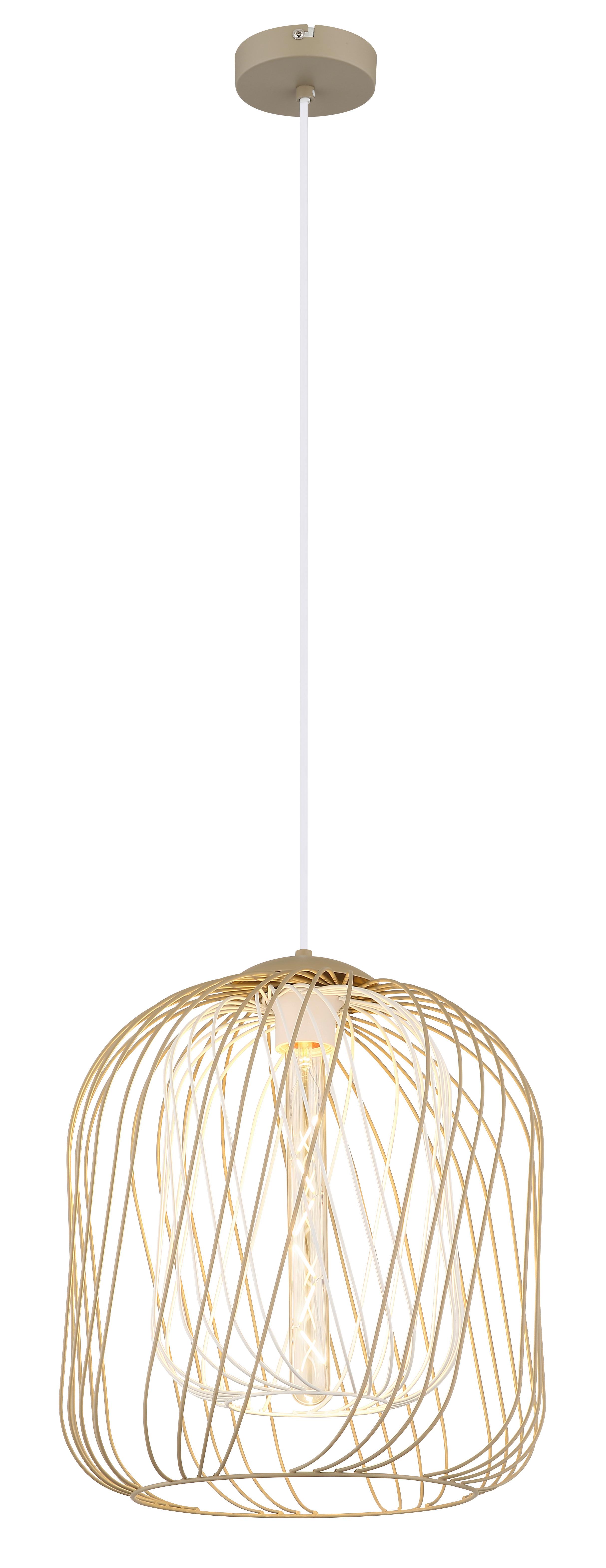 HÄNGELEUCHTE 15965H1 DICHTI - Sandfarben/Weiss, Basics, Kunststoff/Metall (35/150cm) - Globo