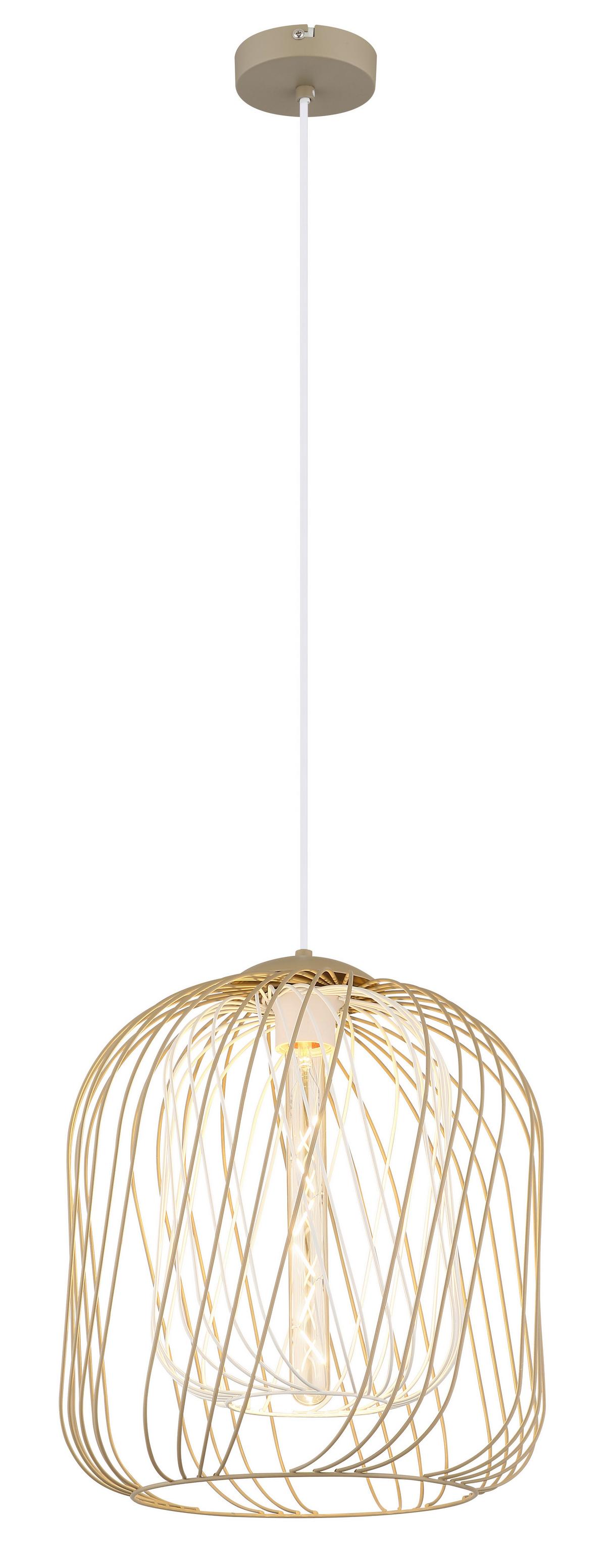 HÄNGELEUCHTE 15965H1 DICHTI - Sandfarben/Weiss, Basics, Kunststoff/Metall (35/150cm) - Globo