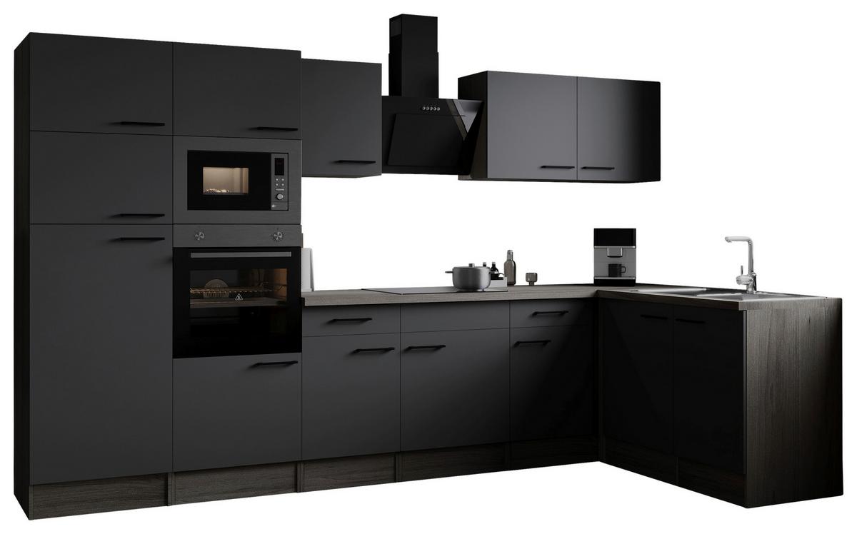 Kotna Kuhinja Z Aparati Oliver, 340x172cm - črna/siva, Design, kovina/leseni material (340/172cm) - Respekta