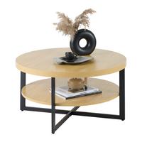 Couchtisch Rondo Schwarz/Eiche Artisan - Schwarz/Eiche Artisan, KONVENTIONELL, Holzwerkstoff/Metall (80/80/40cm) - Mömax