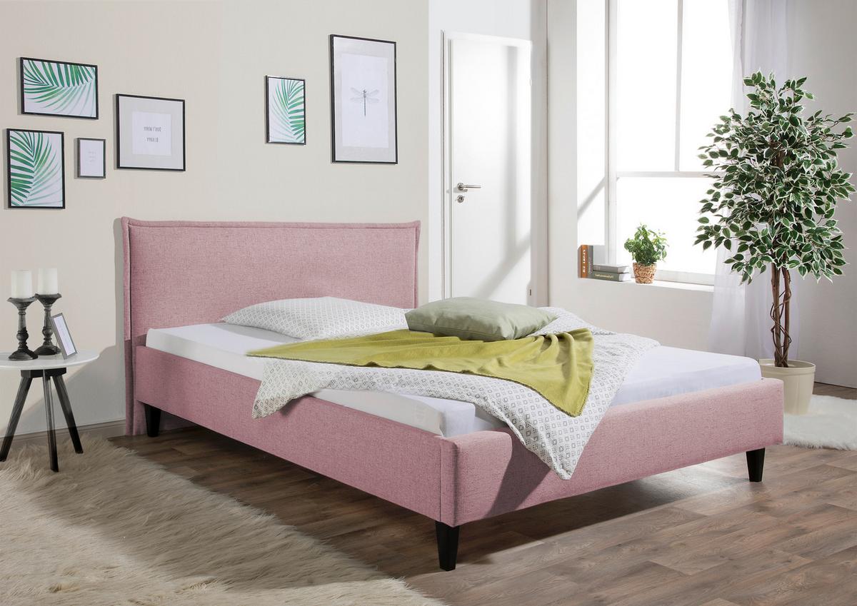Polsterbett Rosewell Rosa ca. 140x200 cm - Schwarz/Rosa, MODERN, Holz/Textil (140/200cm) - Livetastic