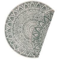 Flachwebeteppich Lilja Grün Ø ca. 240cm - Dunkelgrün/Creme, Design, Kunststoff (240cm)