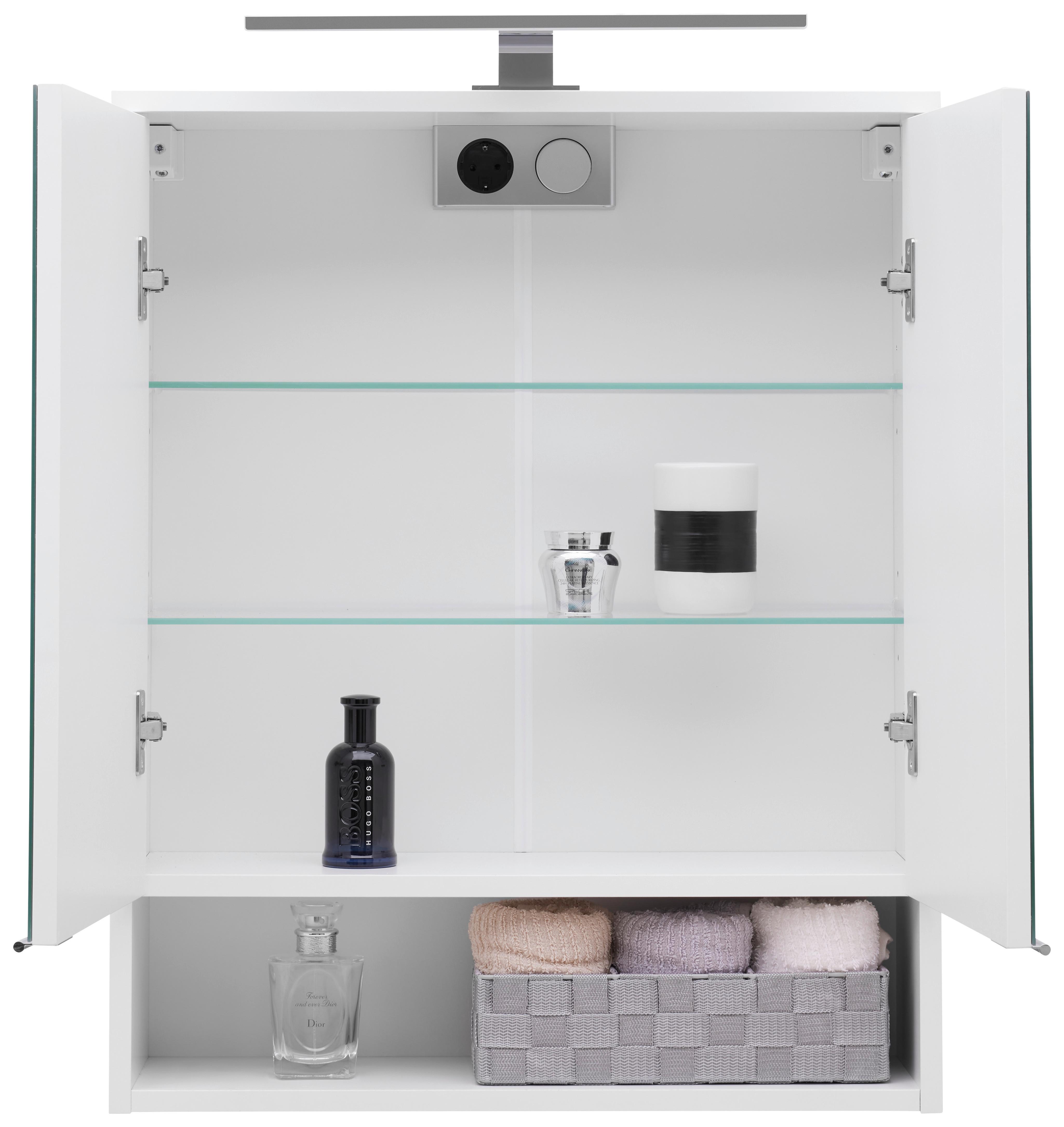 Element S Ogledalom Fresh - bijela visoki sjaj/boje kroma, Konvencionalno, staklo/drvni materijal (60/75/20cm) - Modern Living