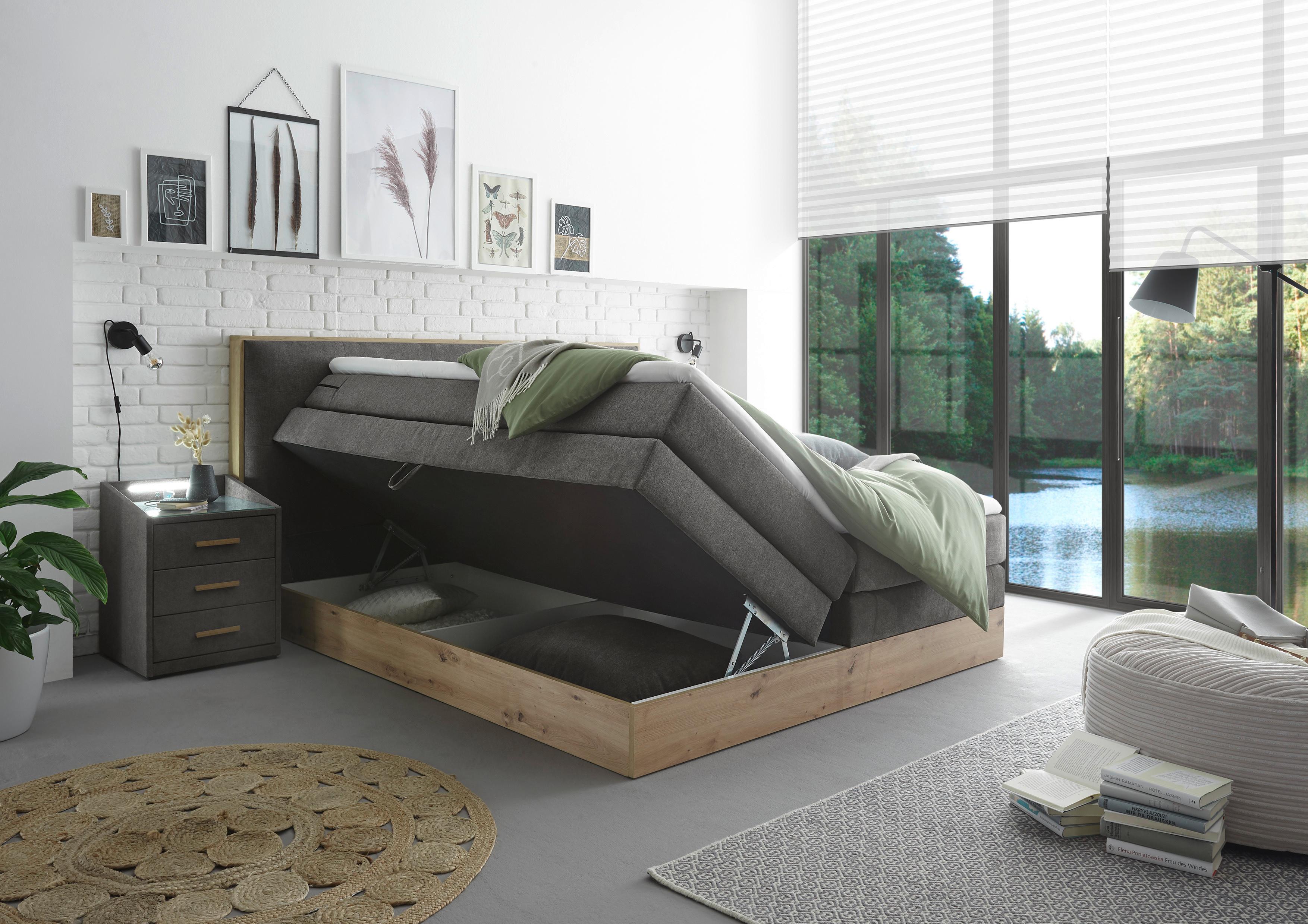 Boxspringbett Preston ca. 180x200 cm Anthrazit - Anthrazit, MODERN, Holz/Holzwerkstoff (180/200cm) - Livetastic