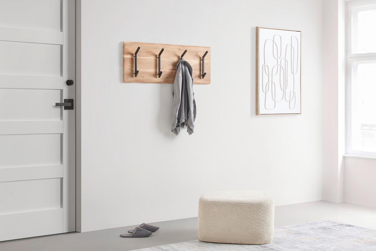 Wandgarderobe Rivera 4 Schwarz/Akaziefarben - Schwarz/Akaziefarben, Konventionell, Holz/Metall (90/36/12cm) - Mömax