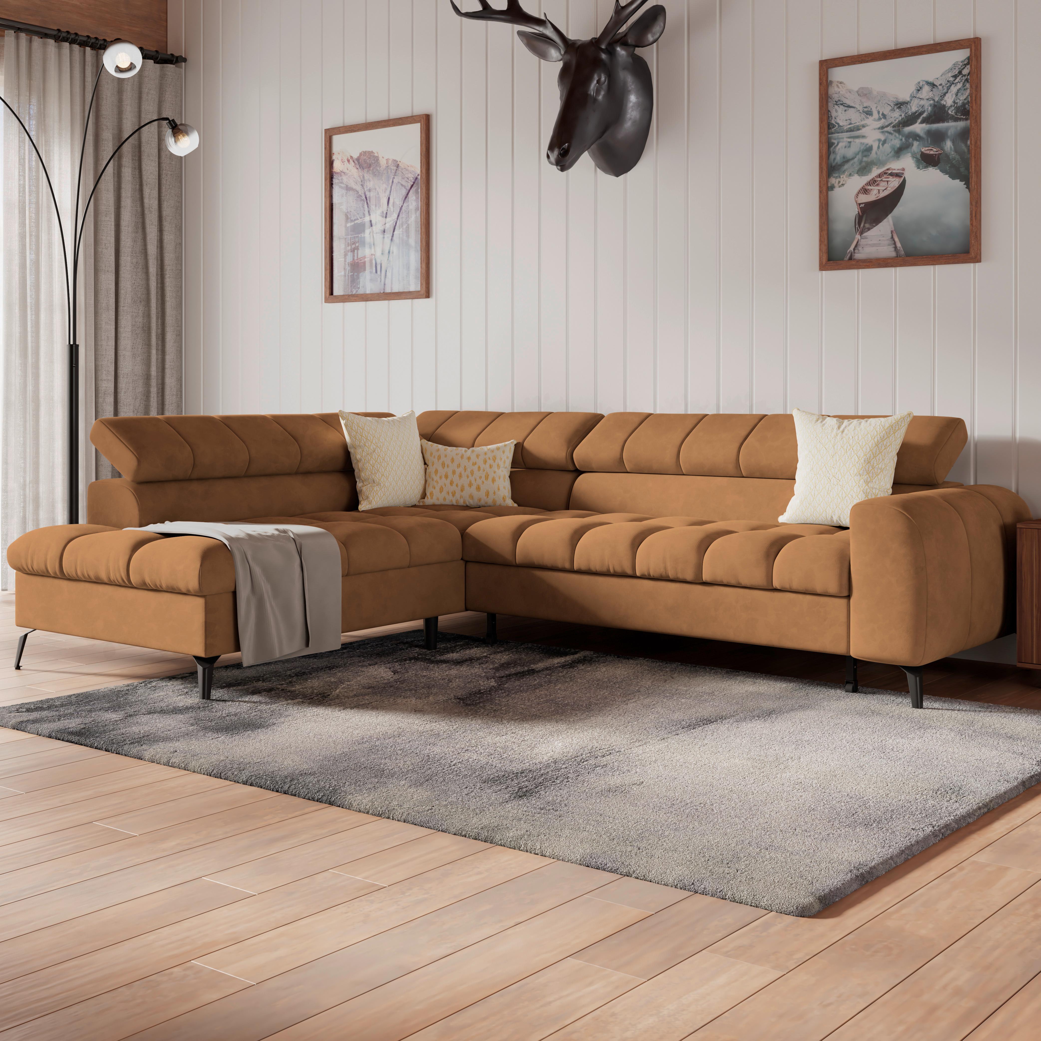 Kutna Garnitura Volf - smeđa/crna, Trend, tekstil/metal (203/261cm)