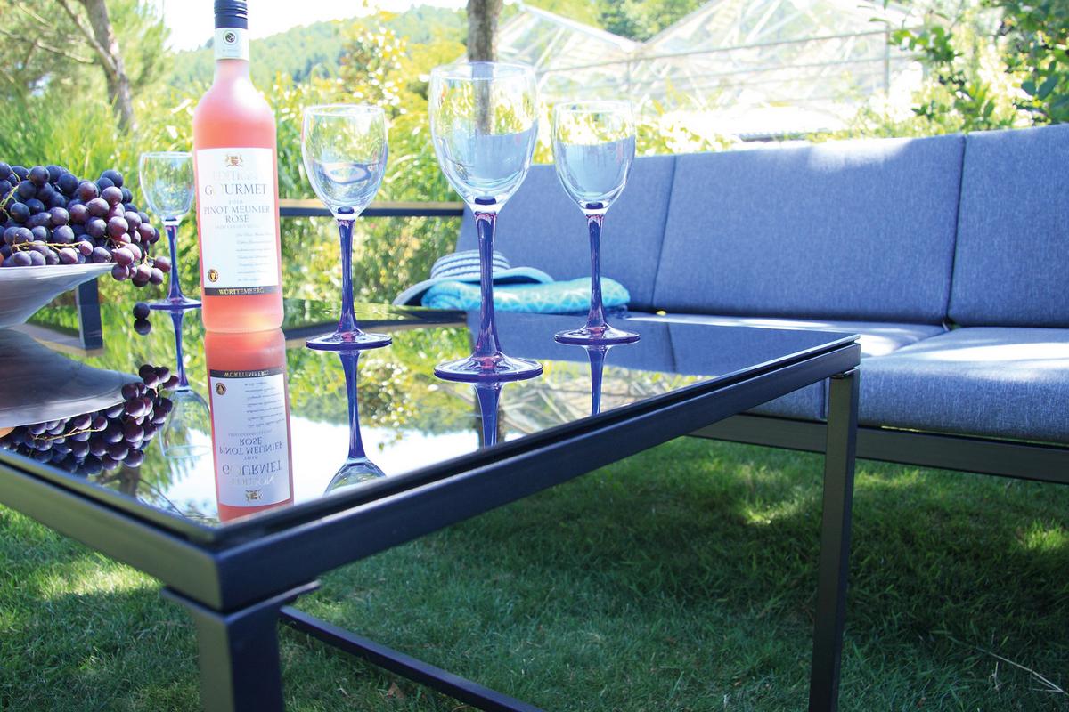 Loungegarnitur Space 5-tlg. Anthrazit - Anthrazit, Basics, Textil/Metall - Acamp