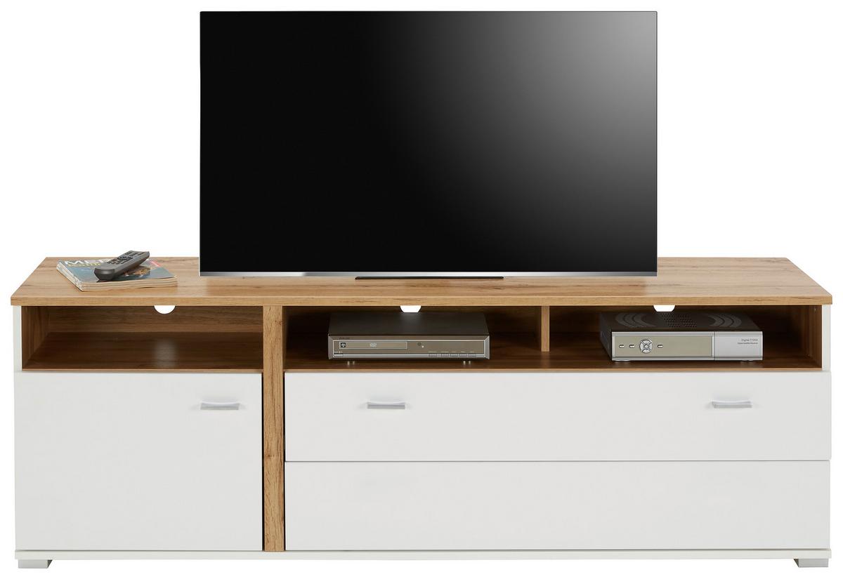 TV-Element Alamo in Eichefarben - Chromfarben/Eichefarben, MODERN, Holzwerkstoff/Metall (160/54/46cm) - Mömax