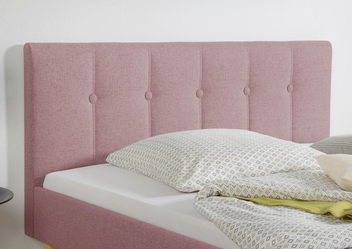 Polsterbett Kenny Rosa ca. 140x200 cm - Rosa/Naturfarben, MODERN, Holz/Textil (140/200cm) - Livetastic