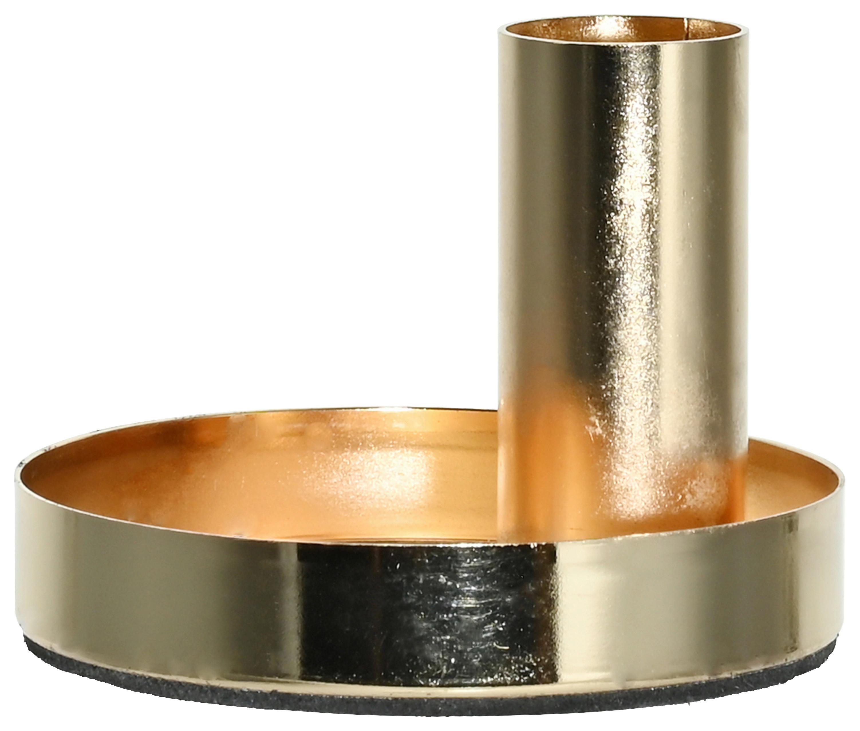 Stabkerzenhalter Aura in Goldfarben - Goldfarben, Metall (8/6cm) - Modern Living