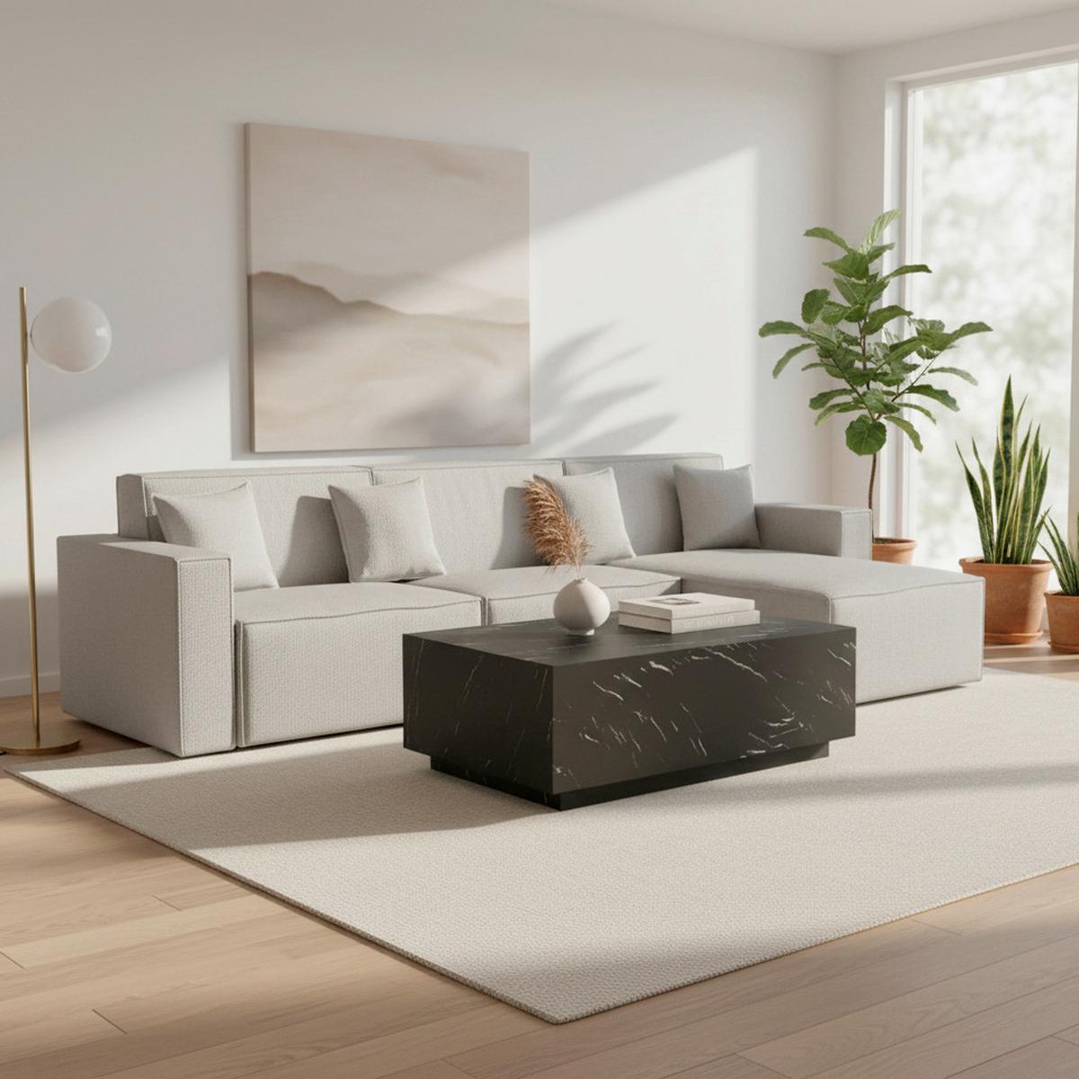 Coltar MILO - gri deschis/maro deschis, Modern, plastic/carton ondulat (310/148cm) - Bessagi Home