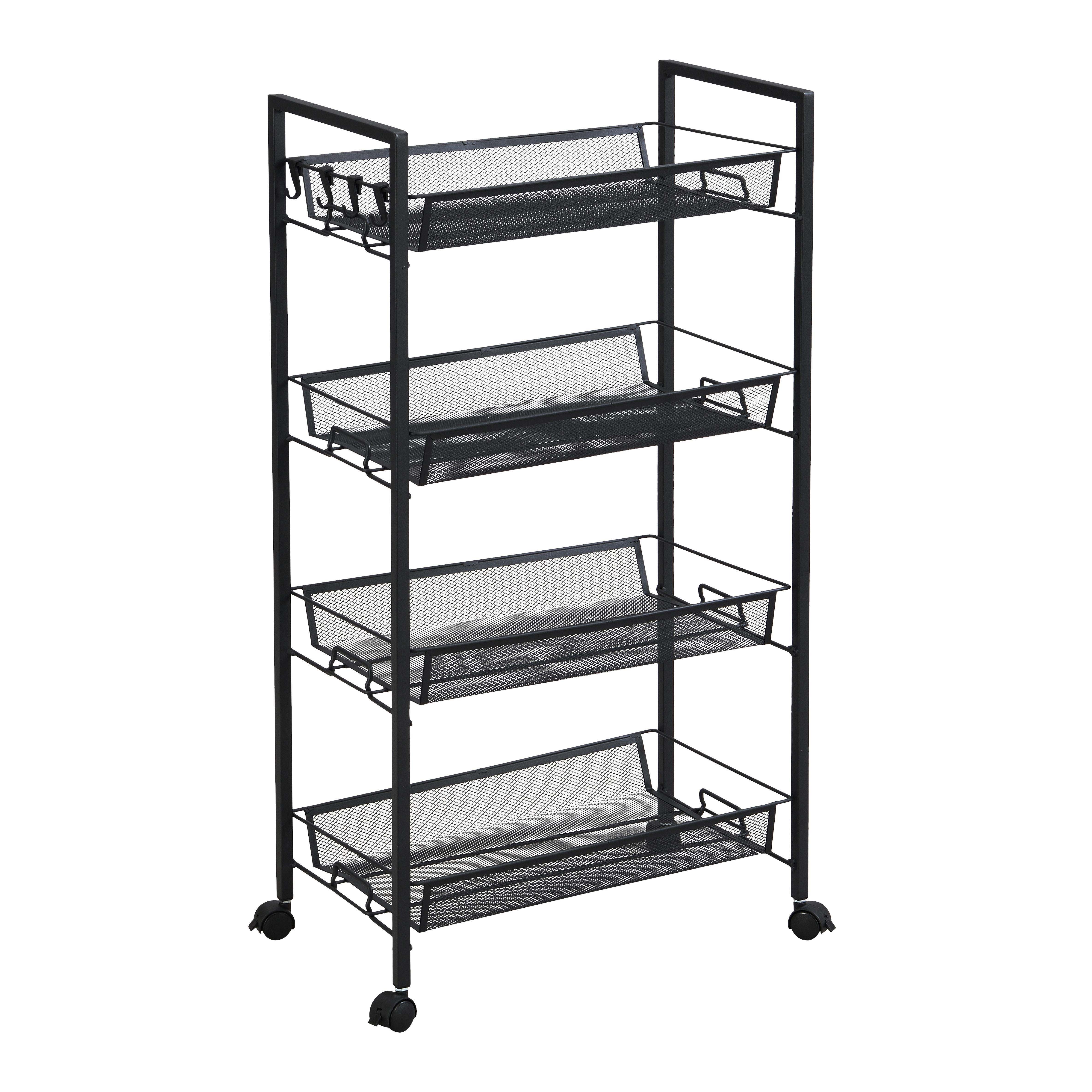 Cărucior universal depozitare SILVIA 2 - negru, Modern, plastic/metal (44/84/26cm) - Modern Living