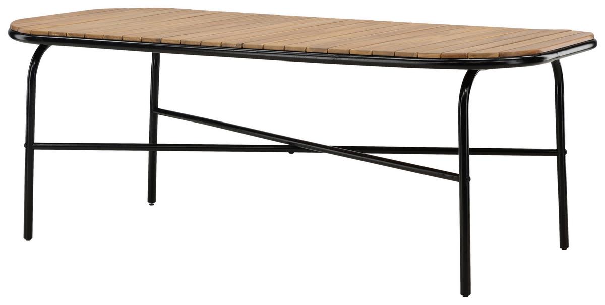 Gartentisch Holmbeck ca. 200x90x75cm Schwarz/Akazie - Schwarz, KONVENTIONELL, Holz/Metall (200/90/75cm) - Gardenson