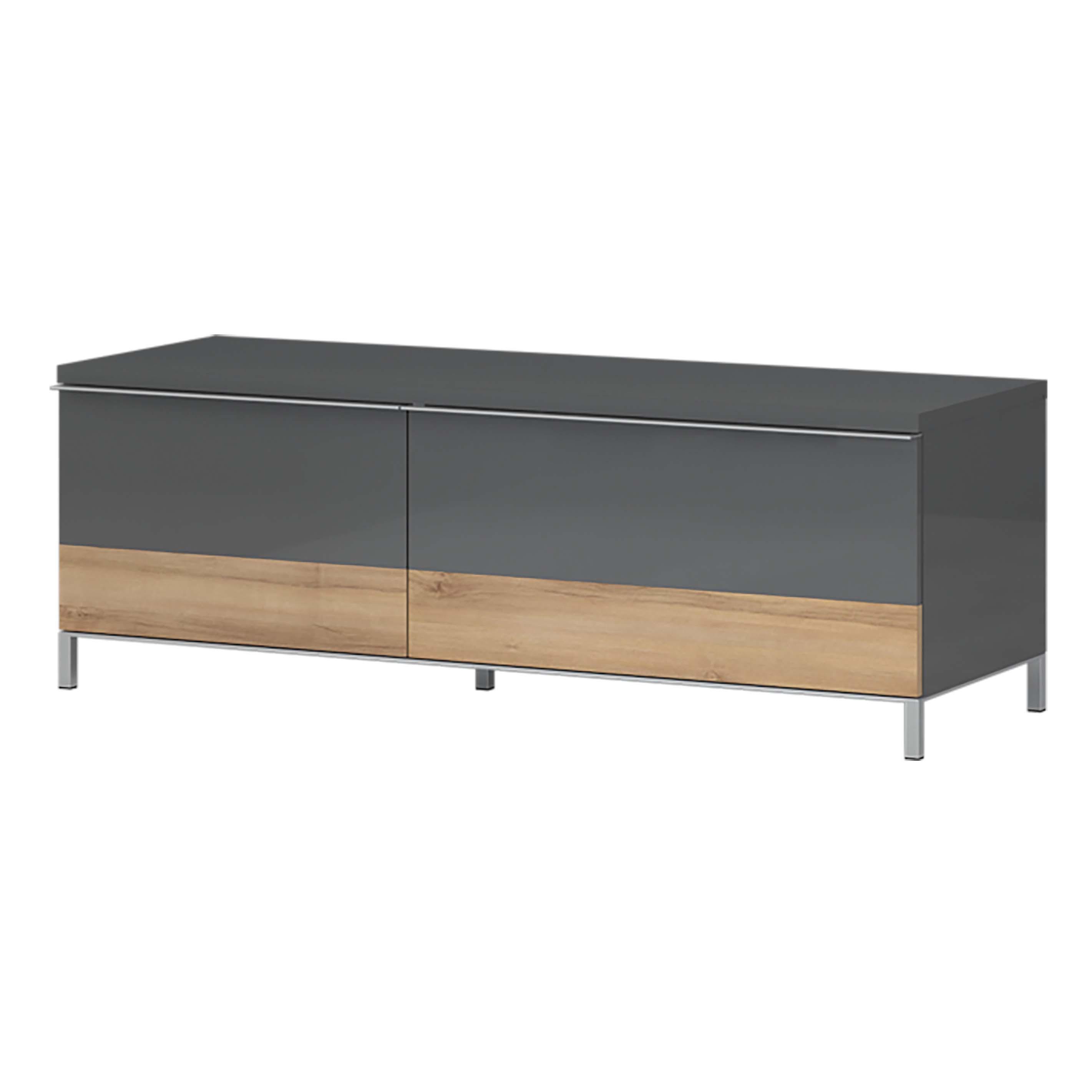 Tv-elem Onyx - króm/antracit, Modern, faalapú anyag/fém (132/46/45cm)