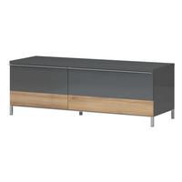 Tv-elem Onyx - krómszínű/diófa színű, Modern, faalapú anyag/fém (132/46/45cm)