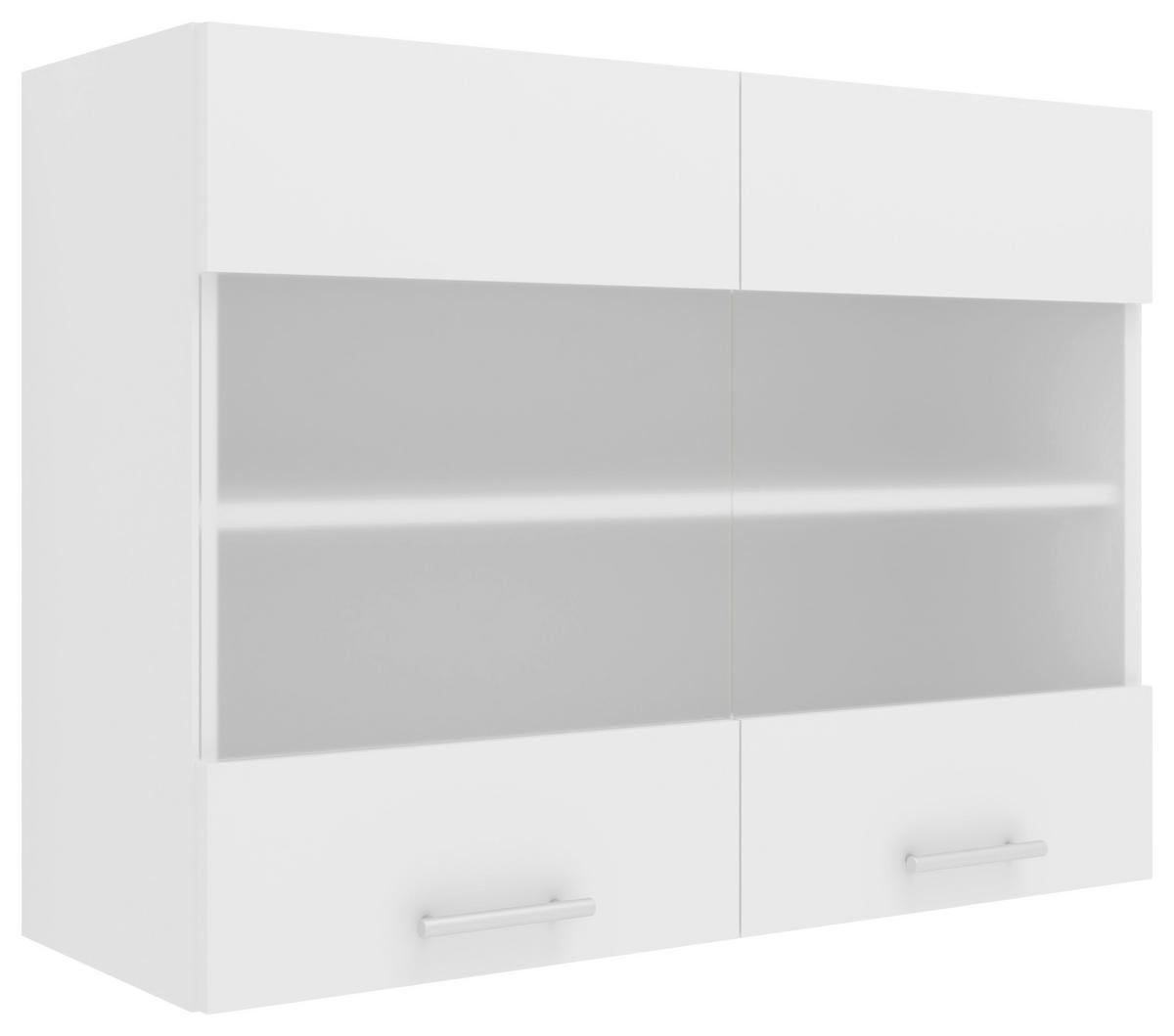 Kuhinjska Zgornja Omarica Esilo, Bela - bela/barve aluminija, Konvencionalno, kovina/steklo (80/60/31cm) - MID.YOU