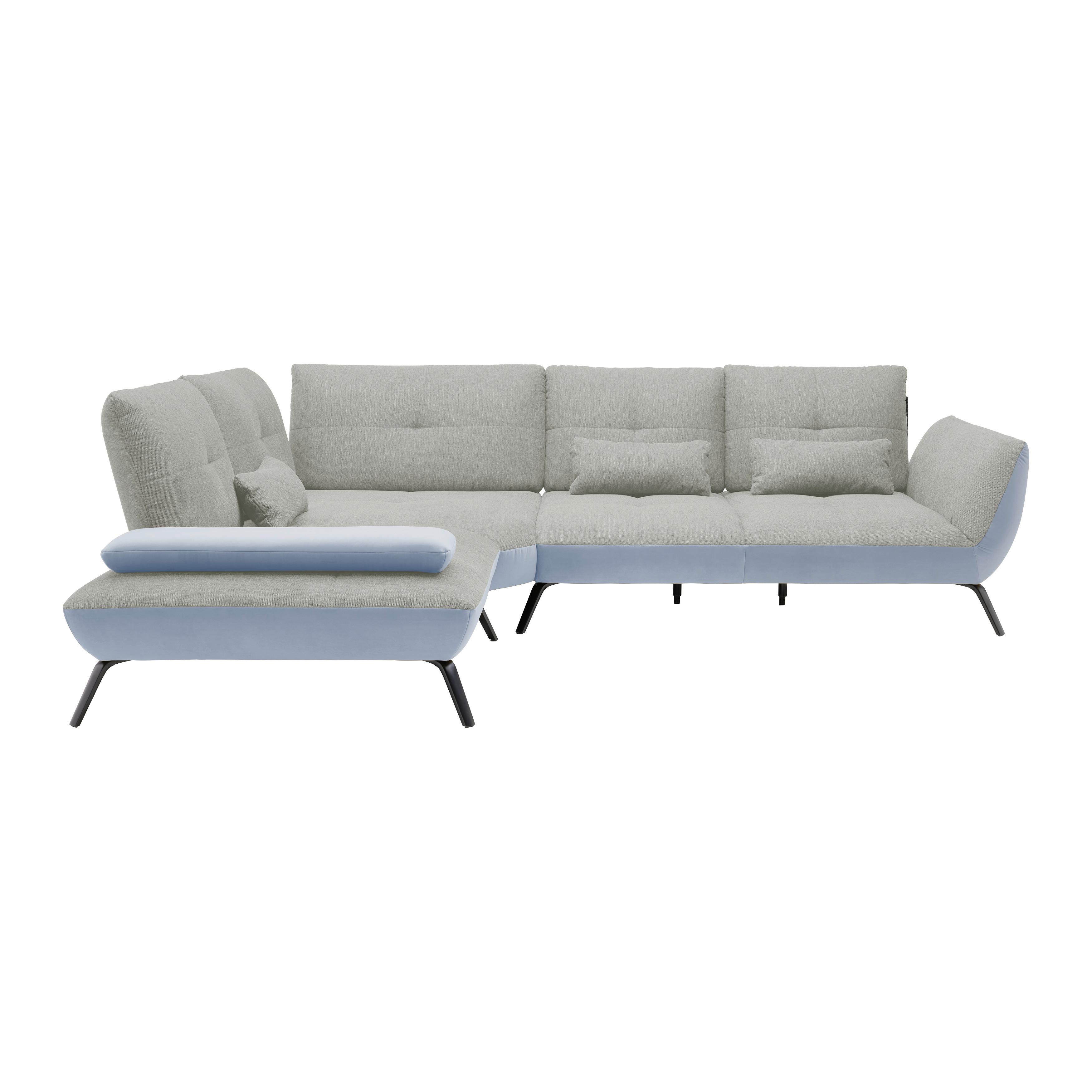 Wohnlandschaft Silberfarben/hellgrau - Silberfarben/Hellgrau, Modern, Holzwerkstoff/Textil (250/93/310cm) - Premium Living